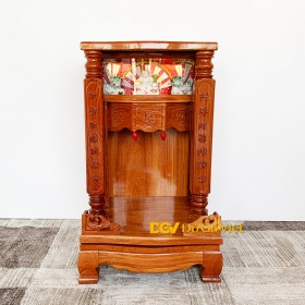 Bàn Thần Tài Nhỏ Gỗ Gõ Đỏ 5 Tấc Cột 7 Chạm Hán Tự Đẹp...