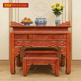 Bàn Thờ Án Gian 1m53 Gỗ Hương Đá Chạm Sen Cao Cấp