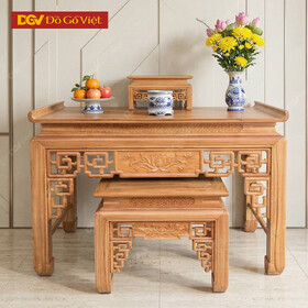 Bàn Thờ Án Gian 1m97 Gỗ Gõ Đỏ Mẫu Chạm Sen Tinh Tế