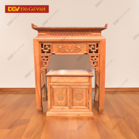 Bàn Thờ Án Gian Chạm Sen Gỗ Gõ Đỏ 1m07 Kèm Tủ Táp