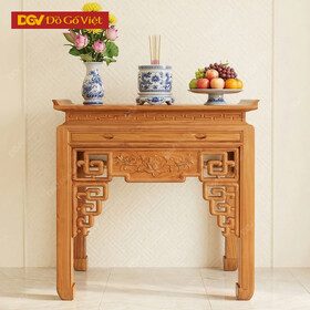 Bàn Thờ Án Gian Gỗ Gõ Đỏ 1m07 Hiện Đại Chạm Sen Tinh Tế