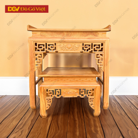 Bàn Thờ Án Gian Gỗ Gõ Đỏ 1m27 Chiện Sen Hiện Đại