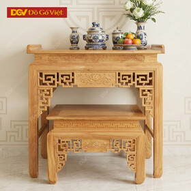 Bàn Thờ Án Gian Gỗ Gõ Đỏ 1m27 Chiện Sen Hiện Đại
