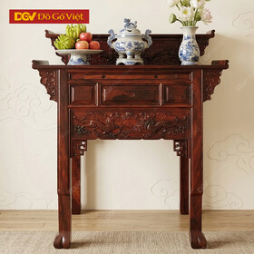 Bàn Thờ Gia Tiên 2 Tầng Gỗ Muồng Chạm Nghê Tay Diềm Đẹp