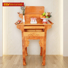 Bàn Thờ Gia Tiên 2 Tầng Nhỏ Gọn Gỗ Gõ Đỏ Chạm Rồng Tinh Tế