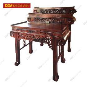 Bàn Thờ Gia Tiên 3 Tầng Tay Cuốn Gỗ Muồng Chạm Rồng Đẹp