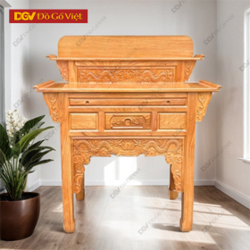 Bàn Thờ Gia Tiên Chạm Rồng 2 Tầng 1m27 Gỗ Gõ Đỏ Cao Cấp