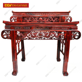 Bàn Thờ Gia Tiên Gỗ Muồng 2 Tầng Tay Cuốn 1m54