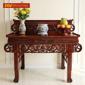 Bàn Thờ Gia Tiên Gỗ Muồng Tay Cuốn Chạm Rồng Đẹp