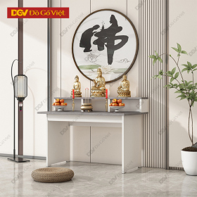Bàn Thờ Gỗ Công Nghiệp 2 Tầng Màu Xám Phối Trắng Đẹp