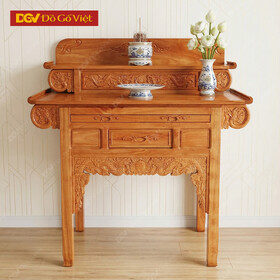 Bàn Thờ Gỗ Gõ Đỏ 2 Tầng Chạm Rồng Đậm Chất Truyền Thống