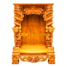 Bàn Thờ Thần Tài Cỡ Lớn Gỗ Gõ Đỏ Chạm Rồng Cột Lớn