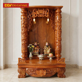 Bàn Thờ Thần Tài Cột Chạm Gỗ Xoan Đào Đẹp Bền Giá Rẻ