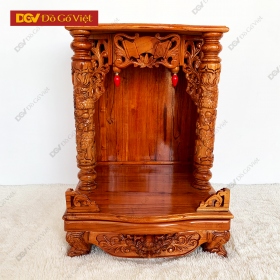 Bàn Thờ Thần Tài Cột Chạm Gỗ Xoan Đào Đẹp Giá Rẻ
