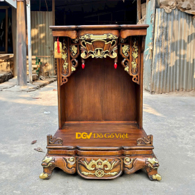 Bàn Thờ Thần Tài Gỗ Bạch Dương Màu Nâu Đẹp Bền Rẻ