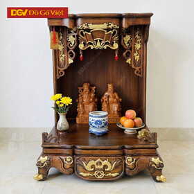 Bàn Thờ Thần Tài Gỗ Bạch Dương Màu Nâu Đẹp Bền Rẻ