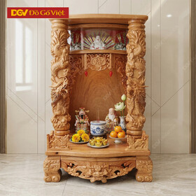 Bàn Thờ Thần Tài Gõ Đỏ Cao Cấp 6 Tấc Cột 12 Rồng Nổi