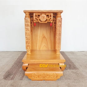 Bàn Thờ Thần Tài Nhỏ Gỗ Gõ Đỏ Cột 7 Chạm Chữ Đẹp Giá Rẻ