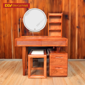 Bàn Trang Điểm Gỗ Cẩm Vân 1m Có Gương Đèn Led Hiện Đại