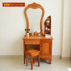 Bàn Trang Điểm Gỗ Căm Xe Mặt Gõ Nhỏ