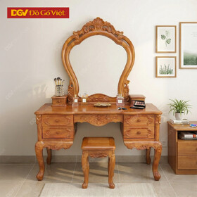 Bàn Trang Điểm Gỗ Gõ Đỏ 1m2 Phong Cách Hoàng Gia Sang Trọng