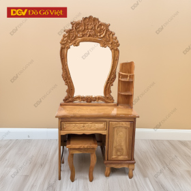 Bàn Trang Điểm Gỗ Gõ Đỏ 80cm Với Thiết Kế Hoa Hồng Cổ Điển