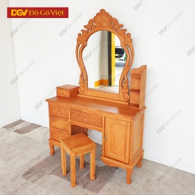 Bàn Trang Điểm Gỗ Gõ Đỏ Chạm Kính Cong Đẹp Giá Rẻ