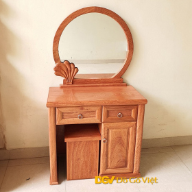 Bàn Trang Điểm Gỗ Hương Đá 1 Thùng Kính Tròn Vỏ Sò Đẹp Giá Rẻ