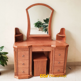 Bàn Trang Điểm Gỗ Hương Đá 2 Thùng Kính Cong Có Kệ Đẹp Rẻ