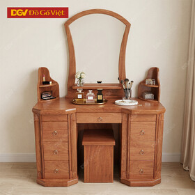 Bàn Trang Điểm Gỗ Hương Đá 2 Thùng Kính Cong Có Kệ Đẹp Rẻ