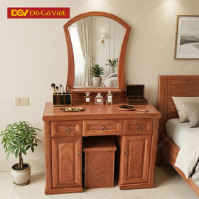 Bàn Trang Điểm Gỗ Hương Đá 2 Thùng Kính Cong Đẹp Giá Rẻ