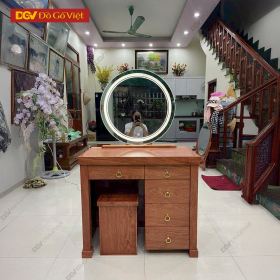 Bàn Trang Điểm Gỗ Hương Đá Cao Cấp Gương Tròn Tinh Tế