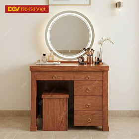 Bàn Trang Điểm Gỗ Hương Đá Cao Cấp Gương Tròn Tinh Tế