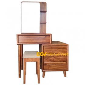 Bàn Trang Điểm Gỗ Hương Xám Tự Nhiên Tay Kéo Cong Hiện Đại