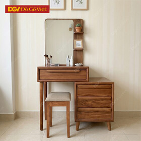 Bàn Trang Điểm Gỗ Hương Xám Tự Nhiên Tay Kéo Cong Hiện Đại