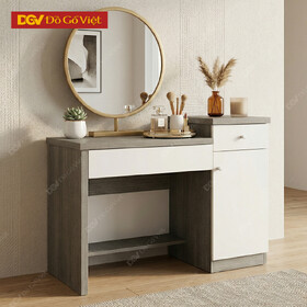 Bàn Trang Điểm Gỗ MDF Cánh Sơn Trắng Phối Gương Giá Rẻ
