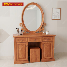Bàn Trang Điểm Gương Oval Gỗ Đinh Hương Mẫu Thiên Nga Đẹp