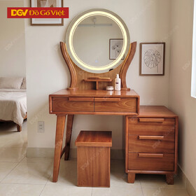 Bàn Trang Điểm Hương Đá Gương Tròn Khung Viền Bo Tinh Tế