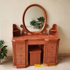 Bàn Trang Điểm Hương Đá Kính Oval 2 Thùng Có Kệ Đẹp Giá Tốt