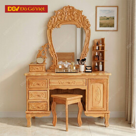 Bàn Trang Điểm Kiểu Cổ Điển Gỗ Gõ Đỏ Mẫu Hoa Hồng Đẹp