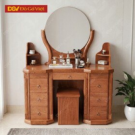 Bàn Trang Điểm Tự Nhiên Hương Đá Kính Tròn 2 Thùng Có Kệ Đẹp Giá Rẻ
