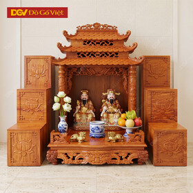 Bộ 3 Bàn Thờ Thần Tài Gỗ Hương Và Tam Cấp Màu Tự Nhiên
