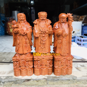 Bộ 3 Bức Tượng Gỗ Đứng Tam Đa Phúc Lộc Thọ Đẹp Giá Rẻ