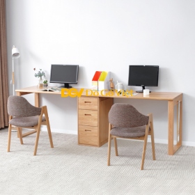 Bộ Bàn Làm Việc Đôi Chung Tủ Hộc Kéo 3 Kệ Tối Ưu Diện Tích