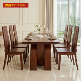 Bộ Bàn Ăn 6 Ghế Gỗ Sồi Nga Cao Cấp Màu Óc Chó Hiện Đại