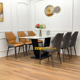 Bộ Bàn Ăn 6 Ghế Mặt Đá Nhập Khẩu Chống Nhiệt An Toàn