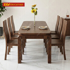 Bộ Bàn Ăn Gỗ Sồi Màu Óc Chó 6 Ghế Mẫu Mới 2026 Đẹp Giá Rẻ