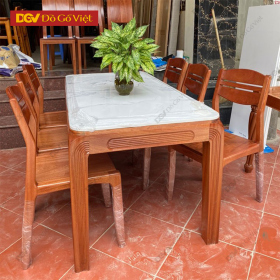 Bộ Bàn Ăn Gỗ Xoan Đào Mặt Đá Hiện Đại 1m6 6 Ghế Đẹp Giá...