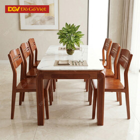 Bộ Bàn Ăn Gỗ Xoan Đào Mặt Đá Hiện Đại 1m6 6 Ghế Đẹp Giá Rẻ