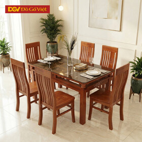 Bộ Bàn Ăn Gỗ Xoan Đào Tầng 1m6 6 Ghế Đẹp Giá Rẻ